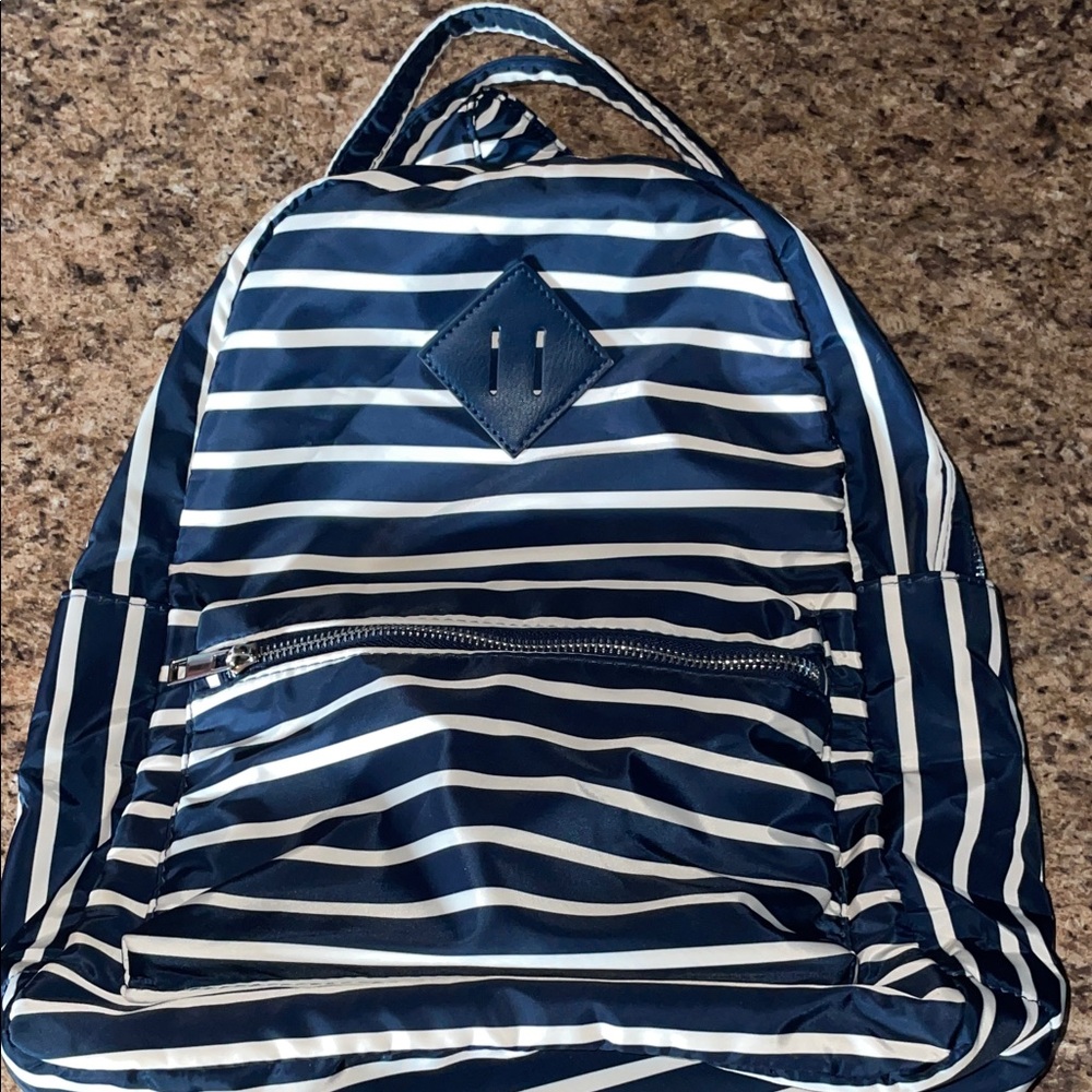 Striped Navy and White  Backpack